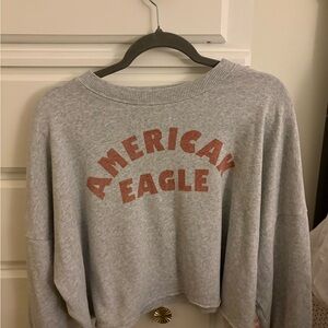 American Eagle Gray Cropped Crewneck